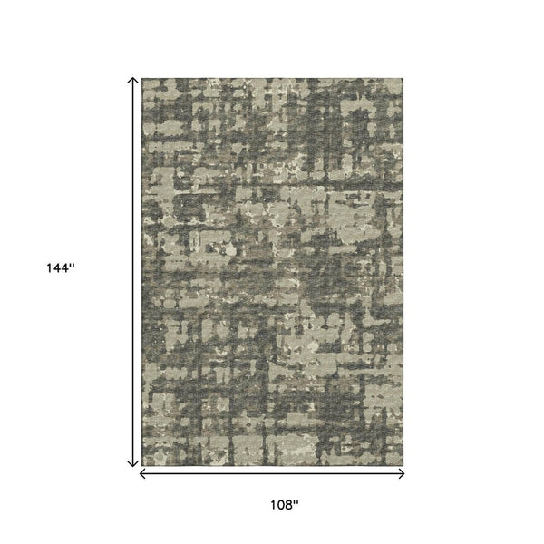 HomeRoots 9' X 12' Brown and Beige Abstract Area Rug - Washable, UV Protected, Durable & Stylish for Homes 644082