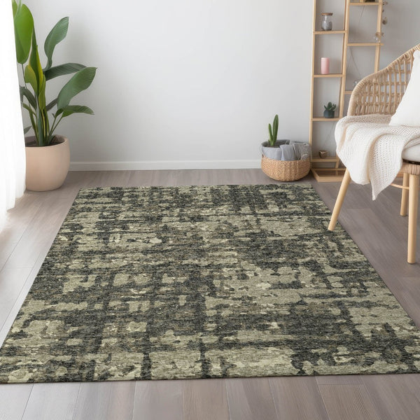 HomeRoots 9' X 12' Brown and Beige Abstract Area Rug - Washable, UV Protected, Durable & Stylish for Homes 644082