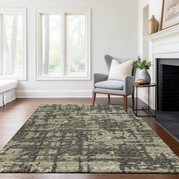 HomeRoots 9' X 12' Brown and Beige Abstract Area Rug - Washable, UV Protected, Durable & Stylish for Homes 644082