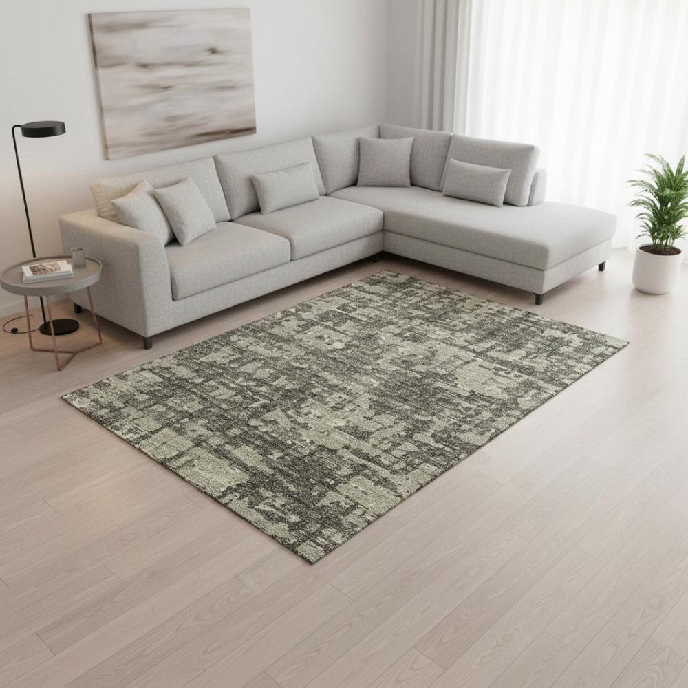 HomeRoots 9' X 12' Brown and Beige Abstract Area Rug - Washable, UV Protected, Durable & Stylish for Homes 644082