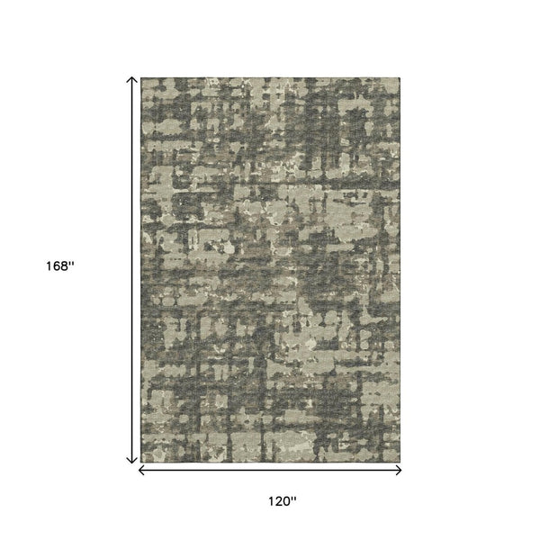 HomeRoots 10' X 14' Brown And Beige Abstract Area Rug - Stylish, Washable, UV-Protected for Busy Homes 644083