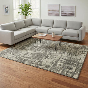 HomeRoots 10' X 14' Brown And Beige Abstract Area Rug - Stylish, Washable, UV-Protected for Busy Homes 644083