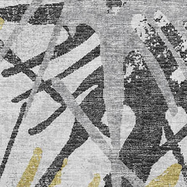 HomeRoots 10' X 14' Modern Abstract Area Rug in Gold, Gray & Charcoal - Washable, Stain-Resistant, UV Protected 644095