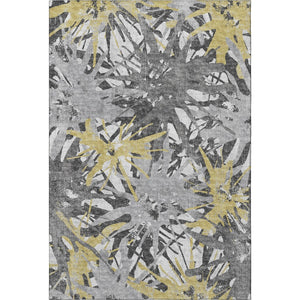 HomeRoots 10' X 14' Modern Abstract Area Rug in Gold, Gray & Charcoal - Washable, Stain-Resistant, UV Protected 644095