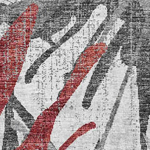 HomeRoots 8' X 10' Modern Red, Charcoal & Gray Abstract Washable Area Rug with UV Protection for Durability 644099