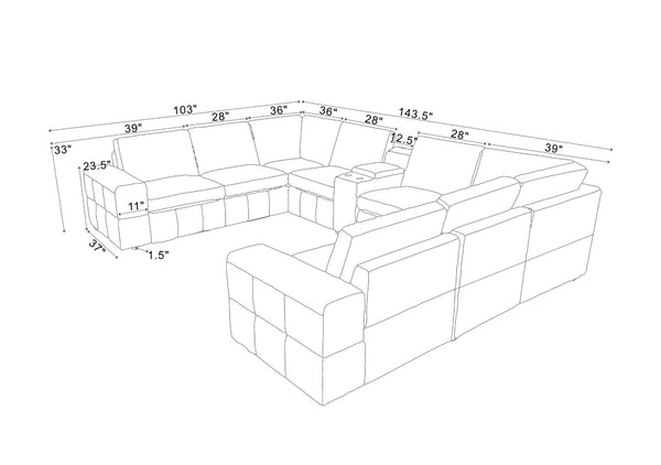 English Elm Large Modular Sectional Sofa Top Grain Leather Match Square Arm Living Room Olive Green B2748S00147