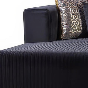HomeRoots Black Velvet U-Shaped Modular Sectional Sofa with Toss Pillows - Elegant Comfort for Any Space 644108