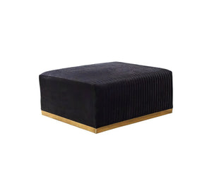 HomeRoots Black Velvet U-Shaped Modular Sectional Sofa with Toss Pillows - Elegant Comfort for Any Space 644108