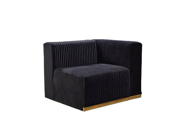 HomeRoots Black Velvet U-Shaped Modular Sectional Sofa with Toss Pillows - Elegant Comfort for Any Space 644108