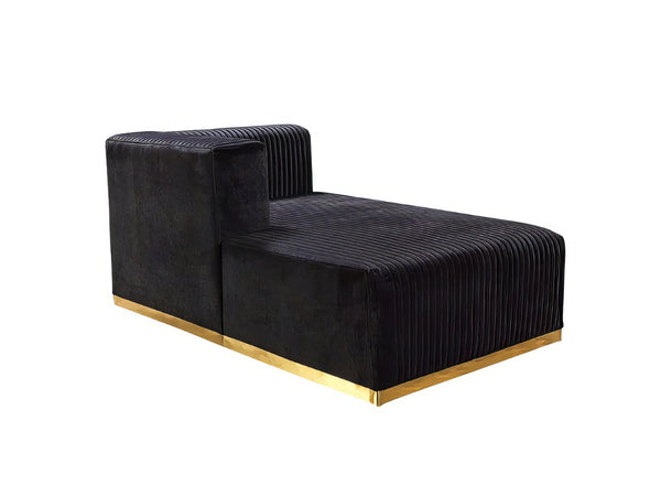 HomeRoots Black Velvet U-Shaped Modular Sectional Sofa with Toss Pillows - Elegant Comfort for Any Space 644108