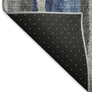 HomeRoots 5' X 8' Washable Blue Ivory Gray Abstract Area Rug - Durable, Stain Resistant, UV Protected Design 644116