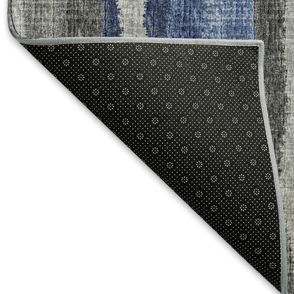 HomeRoots 5' X 8' Washable Blue Ivory Gray Abstract Area Rug - Durable, Stain Resistant, UV Protected Design 644116