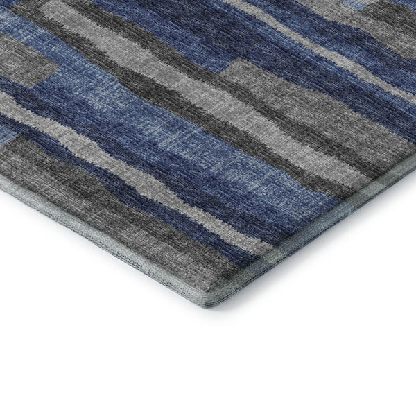 HomeRoots 5' X 8' Washable Blue Ivory Gray Abstract Area Rug - Durable, Stain Resistant, UV Protected Design 644116