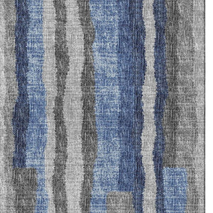 HomeRoots 5' X 8' Washable Blue Ivory Gray Abstract Area Rug - Durable, Stain Resistant, UV Protected Design 644116