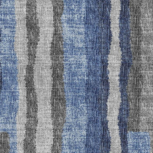 HomeRoots 8' X 10' Abstract Blue Ivory Gray Washable Area Rug - Durable, UV-Protected, Modern Style for Homes 644118