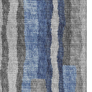HomeRoots 9' X 12' Stunning Blue, Ivory & Gray Abstract Area Rug - Washable, UV Protection, Perfect for High-Traffic Areas! 644119