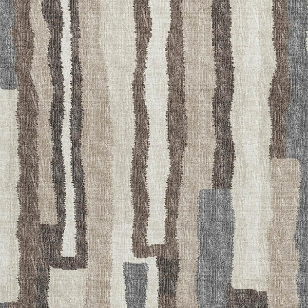 HomeRoots 5' X 8' Abstract Brown Ivory Gray Area Rug - Washable, UV-Protected, Stain-Resistant for Family Spaces 644128