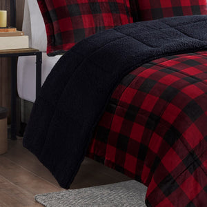 English Elm King Alton Plush to Sherpa Comforter Set - Reversible Cabin Cozy, Hypoallergenic, OEKO-TEX Certified, Machine Washable B035100500