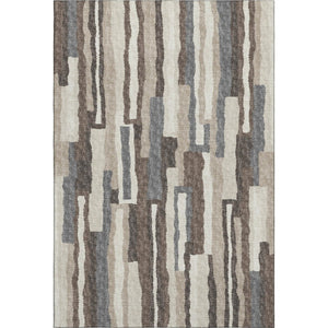 HomeRoots 8' X 10' Stylish Brown Ivory Gray Abstract Washable Area Rug with UV Protection for Modern Homes 644130