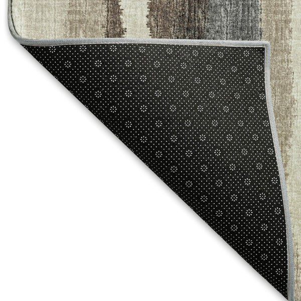 HomeRoots 8' X 10' Stylish Brown Ivory Gray Abstract Washable Area Rug with UV Protection for Modern Homes 644130