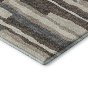 HomeRoots 8' X 10' Stylish Brown Ivory Gray Abstract Washable Area Rug with UV Protection for Modern Homes 644130