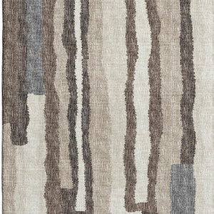HomeRoots 8' X 10' Stylish Brown Ivory Gray Abstract Washable Area Rug with UV Protection for Modern Homes 644130