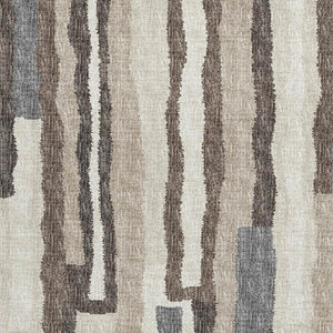 HomeRoots 9' X 12' Stylish Brown, Ivory & Gray Abstract Washable Area Rug with UV Protection for High Traffic Areas 644131
