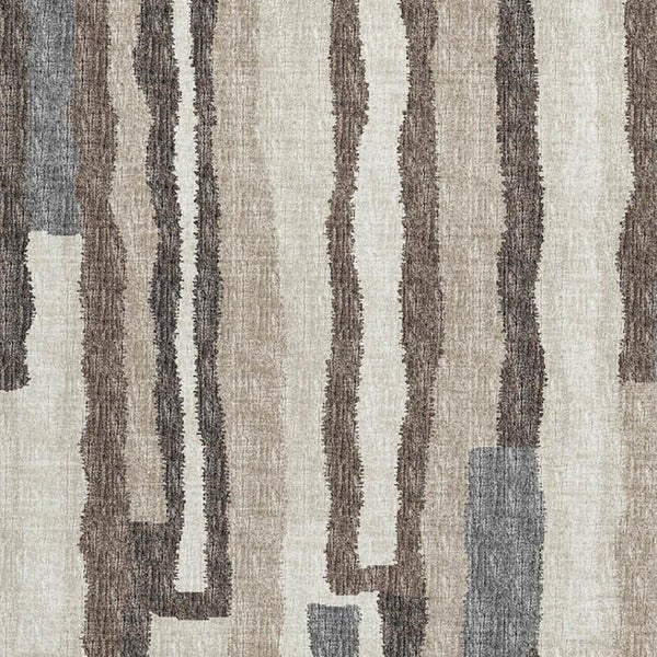 HomeRoots 9' X 12' Stylish Brown, Ivory & Gray Abstract Washable Area Rug with UV Protection for High Traffic Areas 644131