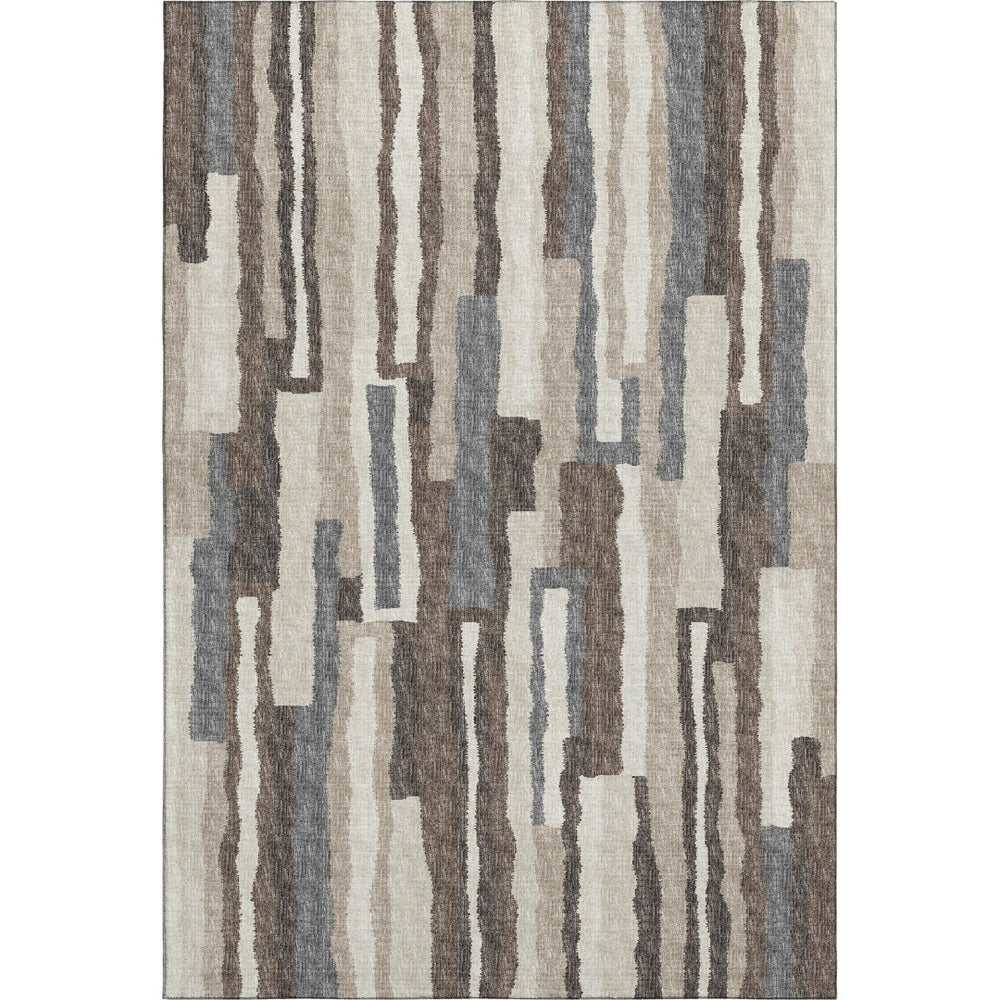 HomeRoots 10' X 14' Abstract Washable Area Rug in Brown, Ivory & Gray - UV Protected, Stain Resistant Comfort 644132