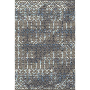 HomeRoots 5' X 8' Stylish Burnished Brown & Blue Tribal Area Rug - Machine Washable, UV Protected, Durable Design 644146
