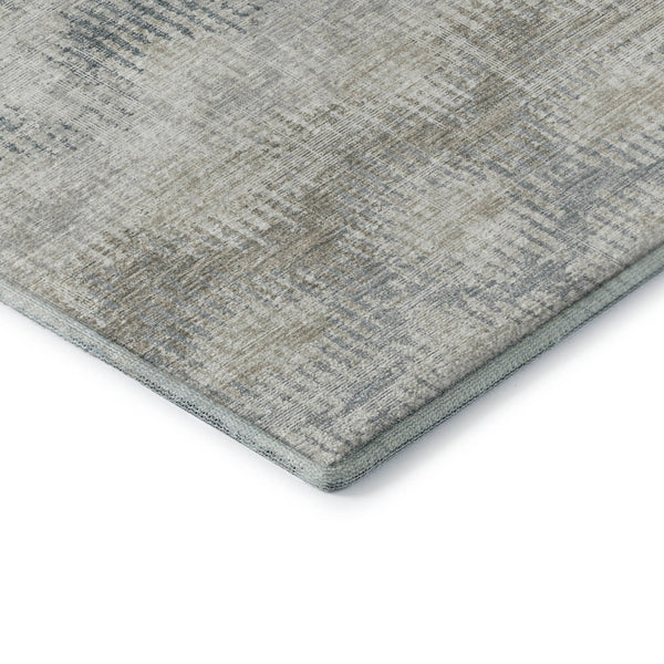 HomeRoots 8' Elegant Linen and Ivory Abstract Round Rug - Washable, UV Protected, Perfect for High-Traffic Areas 644153