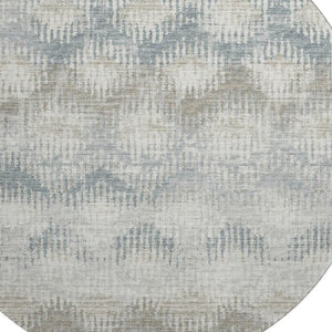 HomeRoots 8' Elegant Linen and Ivory Abstract Round Rug - Washable, UV Protected, Perfect for High-Traffic Areas 644153
