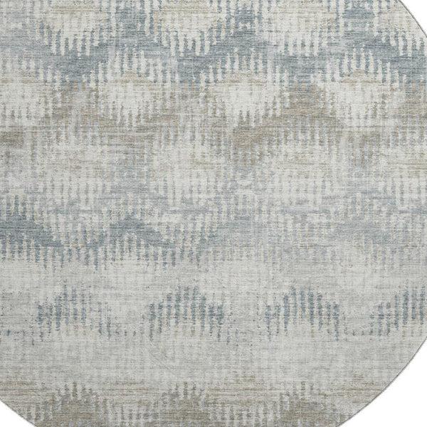 HomeRoots 8' Elegant Linen and Ivory Abstract Round Rug - Washable, UV Protected, Perfect for High-Traffic Areas 644153