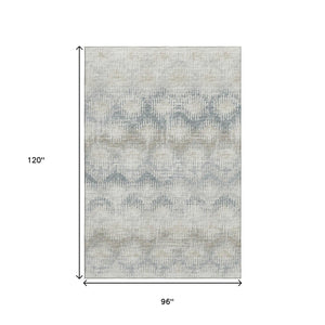 HomeRoots 8' X 10' Linen and Ivory Abstract Area Rug - Washable, UV Protected, and Ideal for Busy Homes! 644154