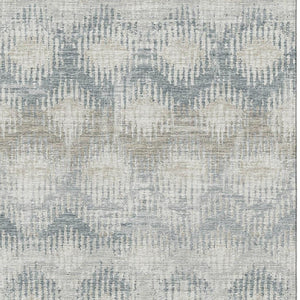 HomeRoots 9' X 12' Elegant Linen and Ivory Abstract Washable Area Rug with UV Protection for High-Traffic Spaces 644155
