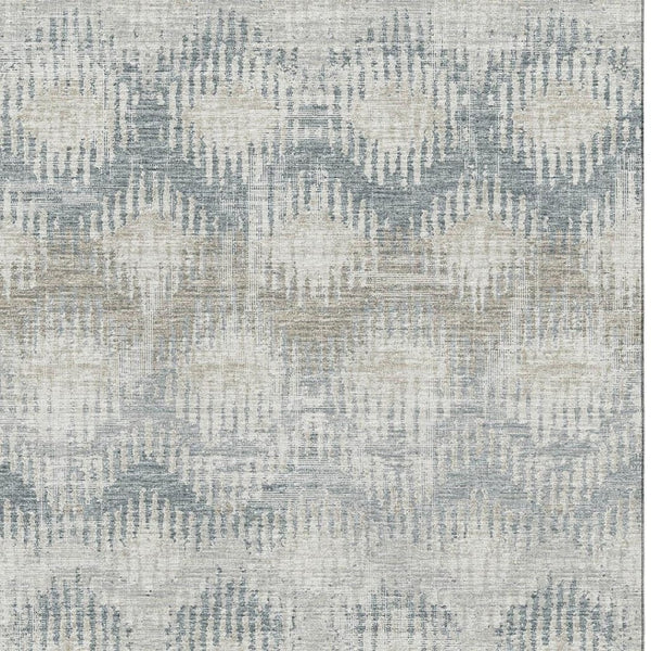 HomeRoots 9' X 12' Elegant Linen and Ivory Abstract Washable Area Rug with UV Protection for High-Traffic Spaces 644155