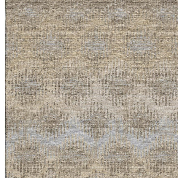 HomeRoots 5' X 8' Abstract Washable Area Rug in Brown, Ivory & Sky Blue - UV Protection for Busy Homes 644158