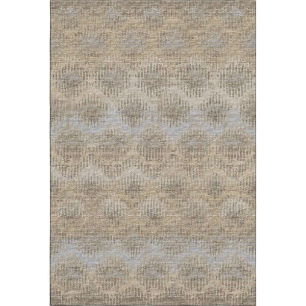 HomeRoots 5' X 8' Abstract Washable Area Rug in Brown, Ivory & Sky Blue - UV Protection for Busy Homes 644158