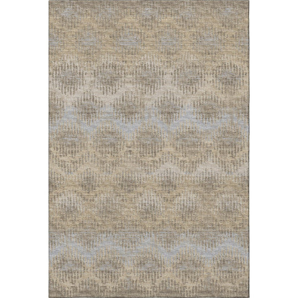 HomeRoots 5' X 8' Abstract Washable Area Rug in Brown, Ivory & Sky Blue - UV Protection for Busy Homes 644158