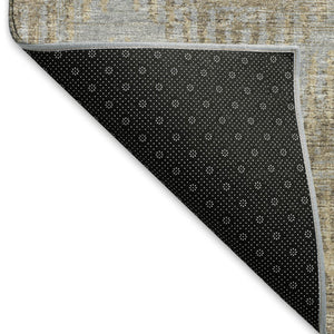 HomeRoots 8' Abstract Round Rug in Brown, Ivory & Sky Blue - Washable, UV Protected, Perfect for High Traffic Areas! 644159