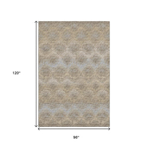 HomeRoots 8' X 10' Abstract Washable Area Rug in Brown, Ivory & Sky Blue – Stylish, Durable & UV-Protected! 644160
