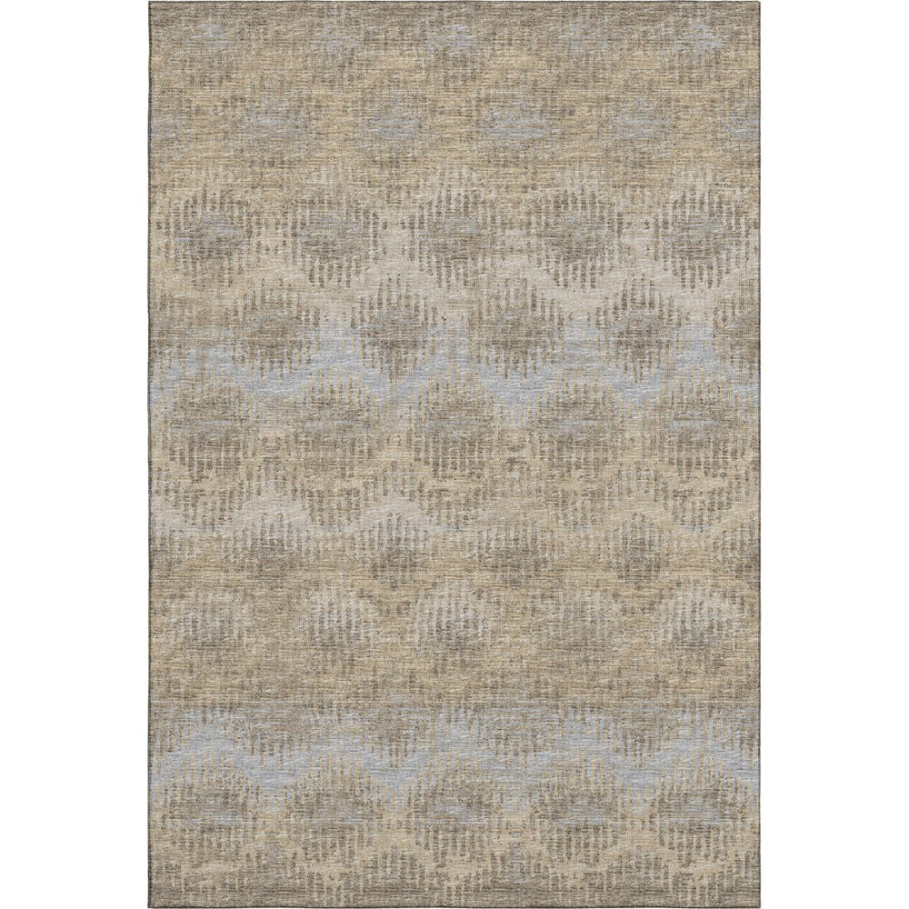 HomeRoots 8' X 10' Abstract Washable Area Rug in Brown, Ivory & Sky Blue – Stylish, Durable & UV-Protected! 644160