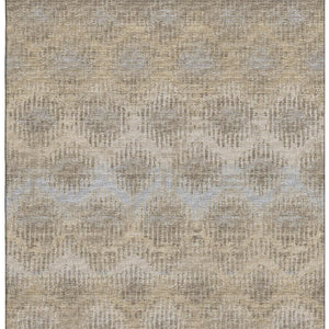 HomeRoots 8' X 10' Abstract Washable Area Rug in Brown, Ivory & Sky Blue – Stylish, Durable & UV-Protected! 644160