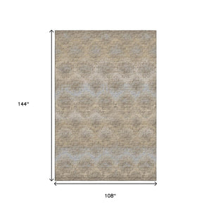 HomeRoots 9' X 12' Stylish Brown Ivory Sky Blue Abstract Area Rug - Washable, UV Protected, Stain Resistant 644161