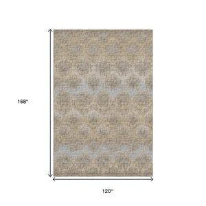HomeRoots 10' Contemporary Abstract Area Rug in Brown, Ivory & Sky Blue - Washable, UV Protected, Durable Design 644162