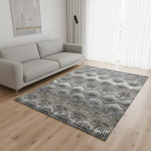 HomeRoots 5' X 8' Graphite Ivory and Beige Abstract Area Rug - Washable, UV-Protected, Durable & Stylish! 644164