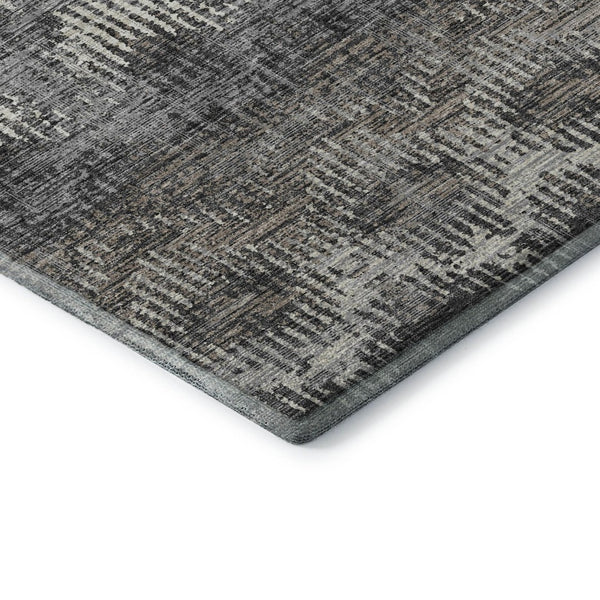 HomeRoots 5' X 8' Graphite Ivory and Beige Abstract Area Rug - Washable, UV-Protected, Durable & Stylish! 644164