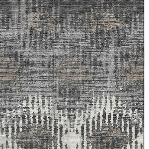 HomeRoots 5' X 8' Graphite Ivory and Beige Abstract Area Rug - Washable, UV-Protected, Durable & Stylish! 644164