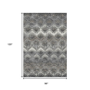 HomeRoots 8' X 10' Stylish Graphite Ivory Beige Abstract Area Rug - Washable, UV Protected, Durable Comfort 644166