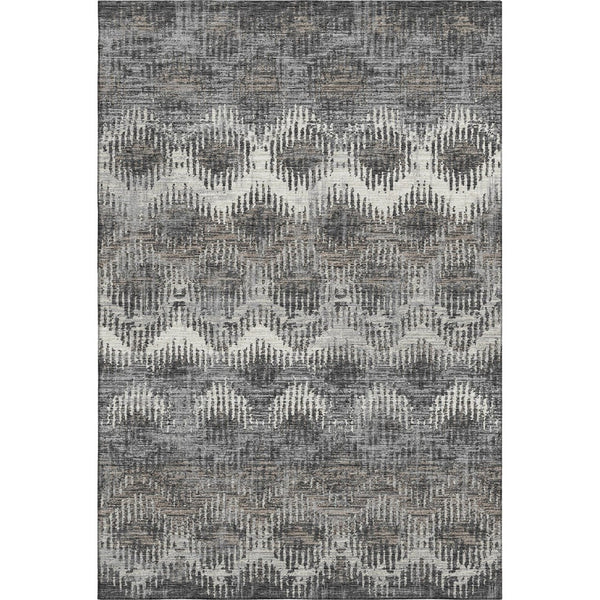 HomeRoots 8' X 10' Stylish Graphite Ivory Beige Abstract Area Rug - Washable, UV Protected, Durable Comfort 644166